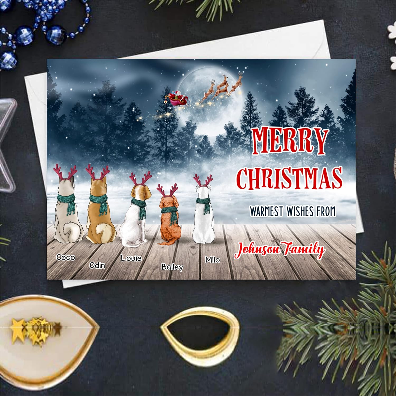 Gossby Personalized Custom Postcard (1 Dog) Merry Christmas Warmest wishes from Family Custom Funny Cat Christmas Postcards Holiday Fun Postcards Personalized Christmas Cute Cat Christmas Postca