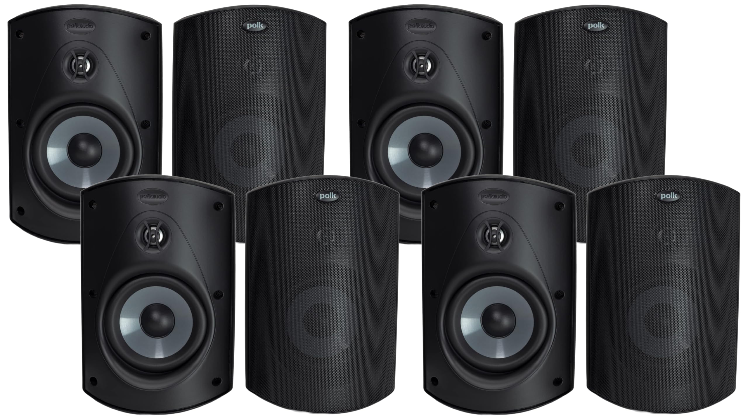 Polk Audio Atrium 5 Outdoor Speakers with Powerful Bass (Pair, Black), All-Weather Durability, Broad Sound Coverage, Speed-Lock Mounting System (Pack of 4)