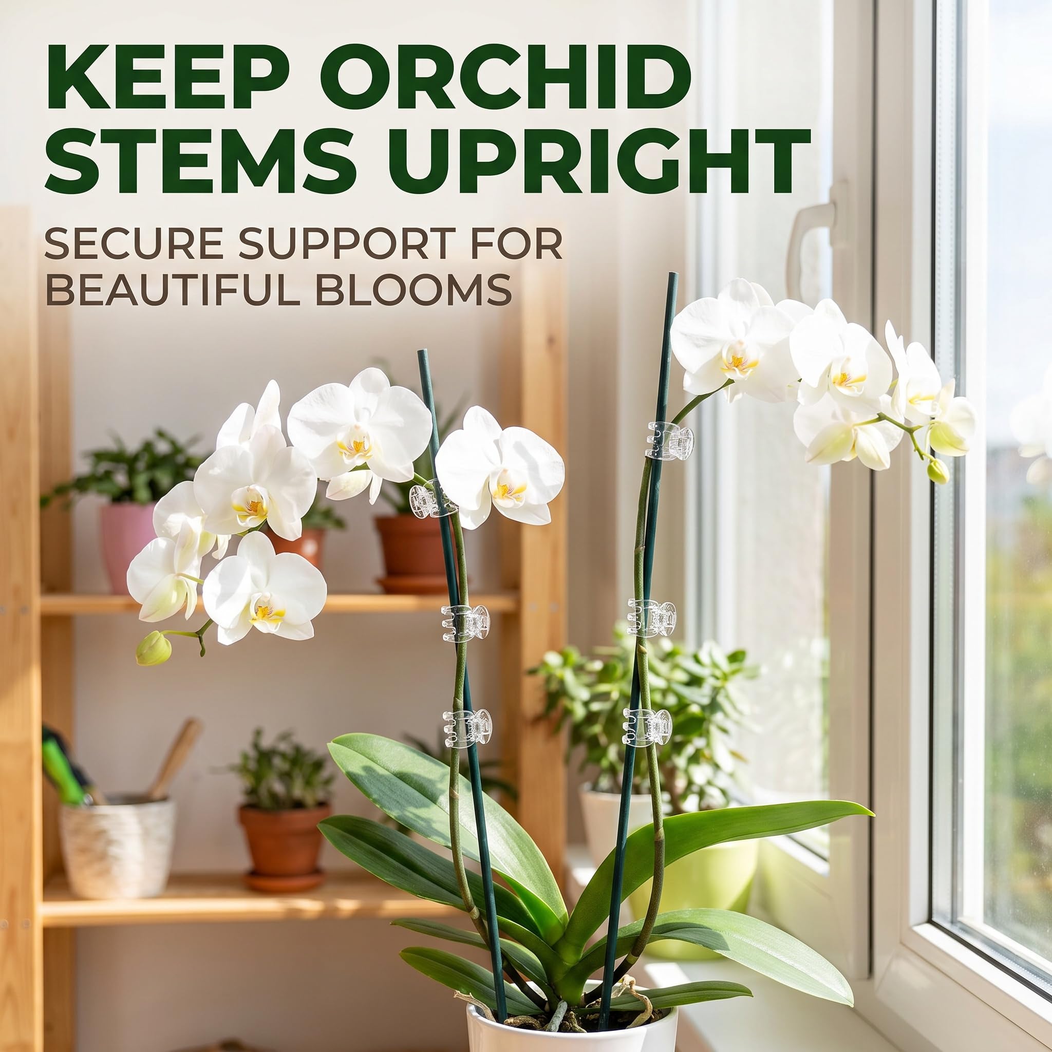 50 clip trasparenti per piante e orchidee, supporto per fiori per piante rampicanti per piante rampicanti per sostenere steli, orchidee, viti, steli, piante rampicanti, crescono in posizione verticale