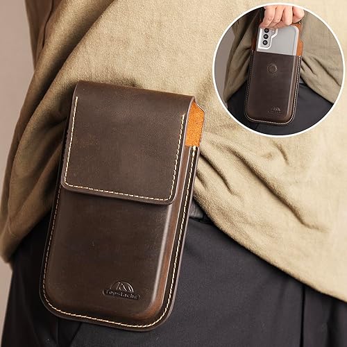 Miniatura 10 de Topstache Funda de cuero para teléfono con clip para cinturón, funda universal para teléfono celular para iPhone 1413 Pro Max, S23 Plus con clip