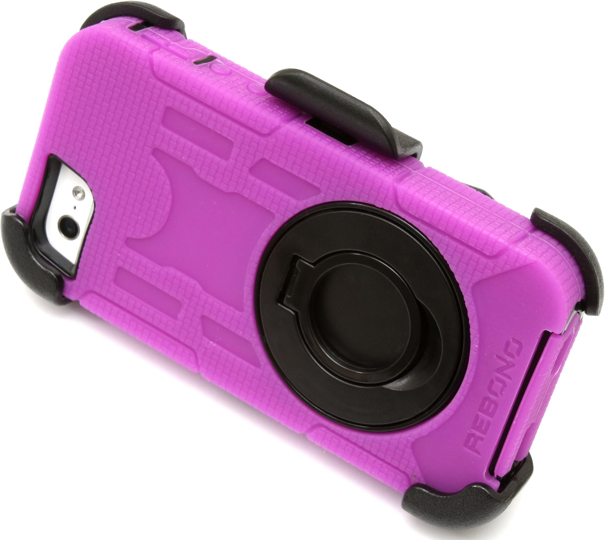 Rebono Rugged Shockproof Defender Armor Case For iPhone 5/5s/SE With Rotating Belt Clip & Kickstand (PURPLE)