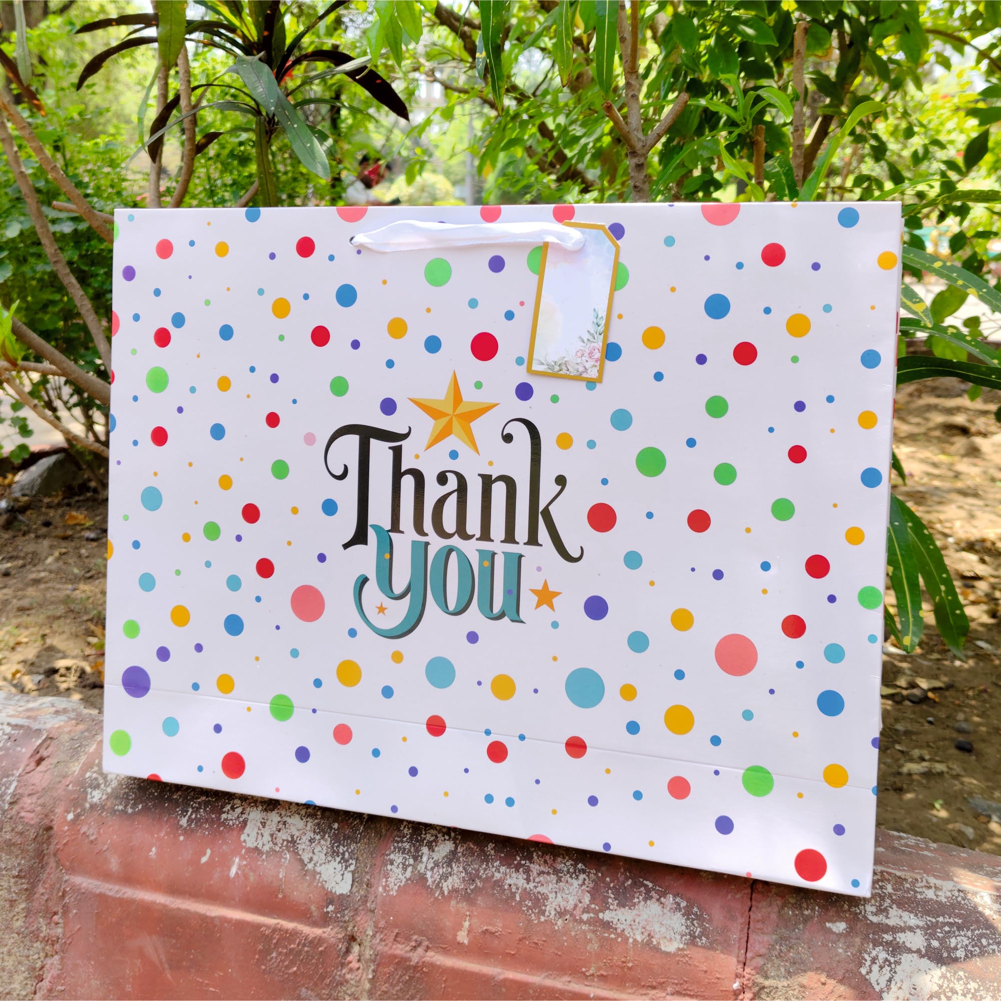 Apex Graphics Thank You - Polka Dot Large Gift Paper Bags | Pack of 5 | 17 x 13 x 4 Inch | Gift Bags Large for Return Gifts | Paper Gift Bags | Paper Bags for Gifting | Paper Gifting Bags | Return Gift Bags for Wedding, Birthday, Christmas Party Favor Bags-image-9