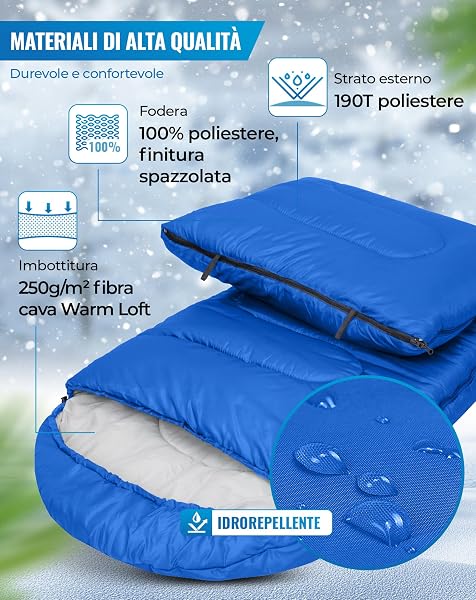 KingCamp Sacco a Pelo Oasis 3-4 Stagioni Impermeabile e Leggero per Camping (Bambini e Adulti) - Collegabile Sinistra/Destra per Doppio, Ideale per Viaggi e Attività Outdoor - 4