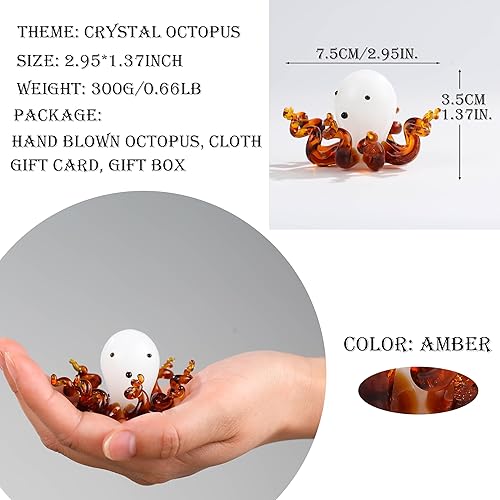 Miniatura 2 de Figura de vidrio soplado a mano, decoración de pulpo, regalos para mujeres, figuras de cristal de pulpo, regalos para amantes del pulpo, estatua de