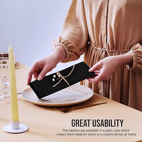 Miniatura 8 de Utopia Home Servilletas de tela negra (paquete de 12, 20 x 20 pulgadas), servilletas de cena ideales para fiestas, bodas y almuerzoscenas