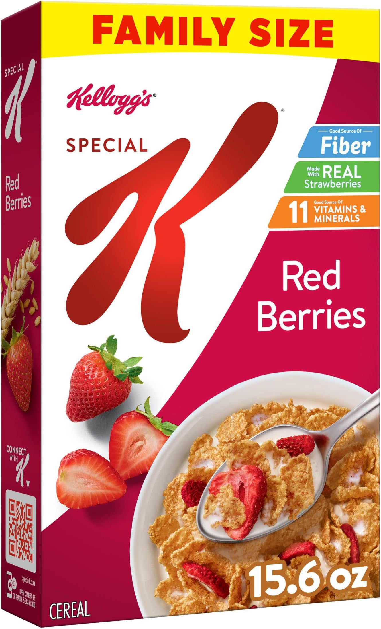 Special K Breakfast Cereal, Fiber Cereal, Family Breakfast, Family Size, Red Berries, 15.6oz Box (1 Box)