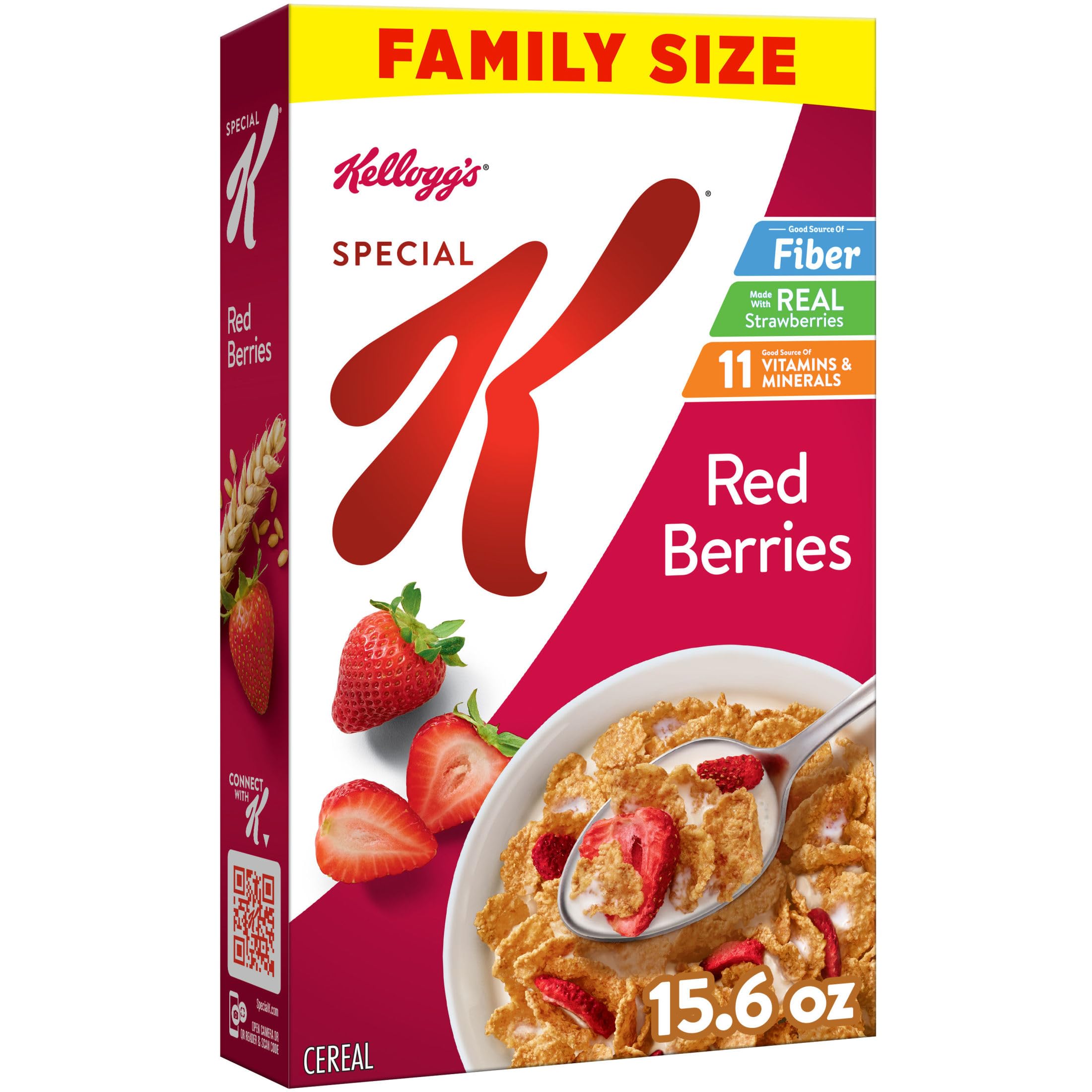 Kellogg's Special K Breakfast Cereal, Fiber Cereal, Family Breakfast, Family Size, Red Berries, 15.6oz Box (1 Box)