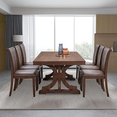 Miniatura 9 de Dining Chairs Set of 2, Modern Fabric Upholstered Kitchen Side Chairs with Open Back, Mid Century Farmhouse Wooden Chairs for Dining Room Table &