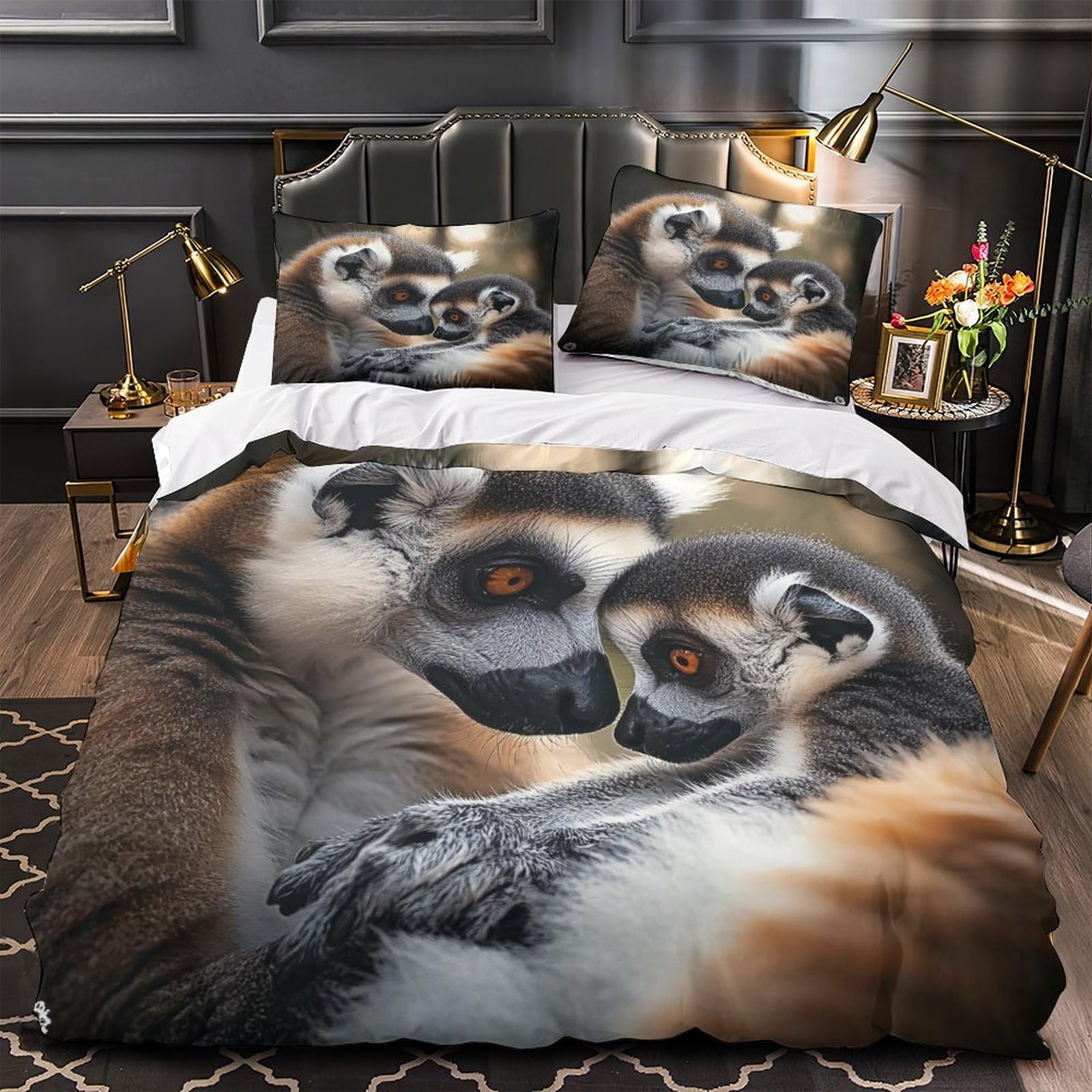 Housse de couette faune sauvage pour lit King 220x240cm avec fermeture éclair