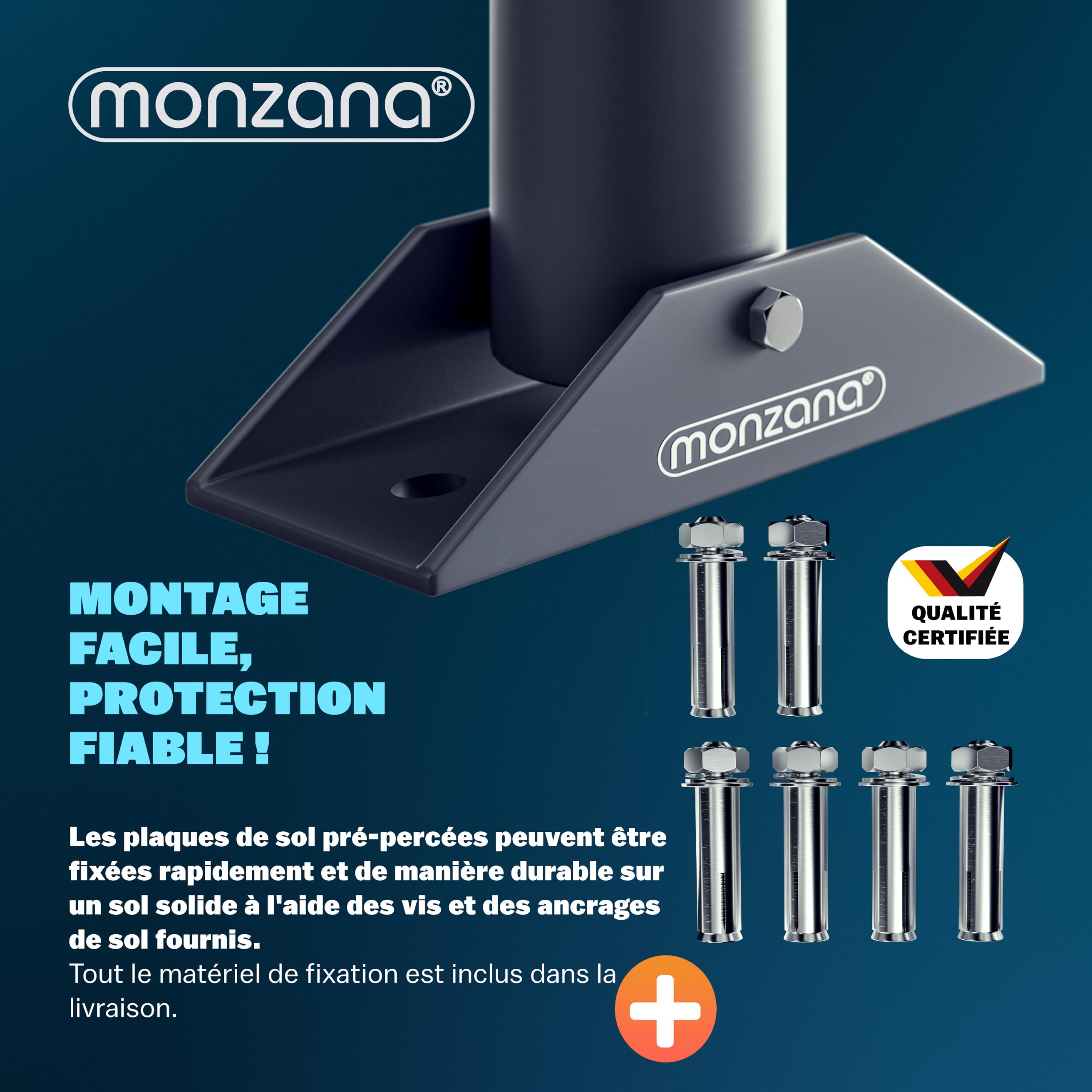 MONZANA® Arceau de parking Rabattable, 80x47x44 cm, Barrière de Stationnement, Stop Parking, avec cadenas & 3 clés