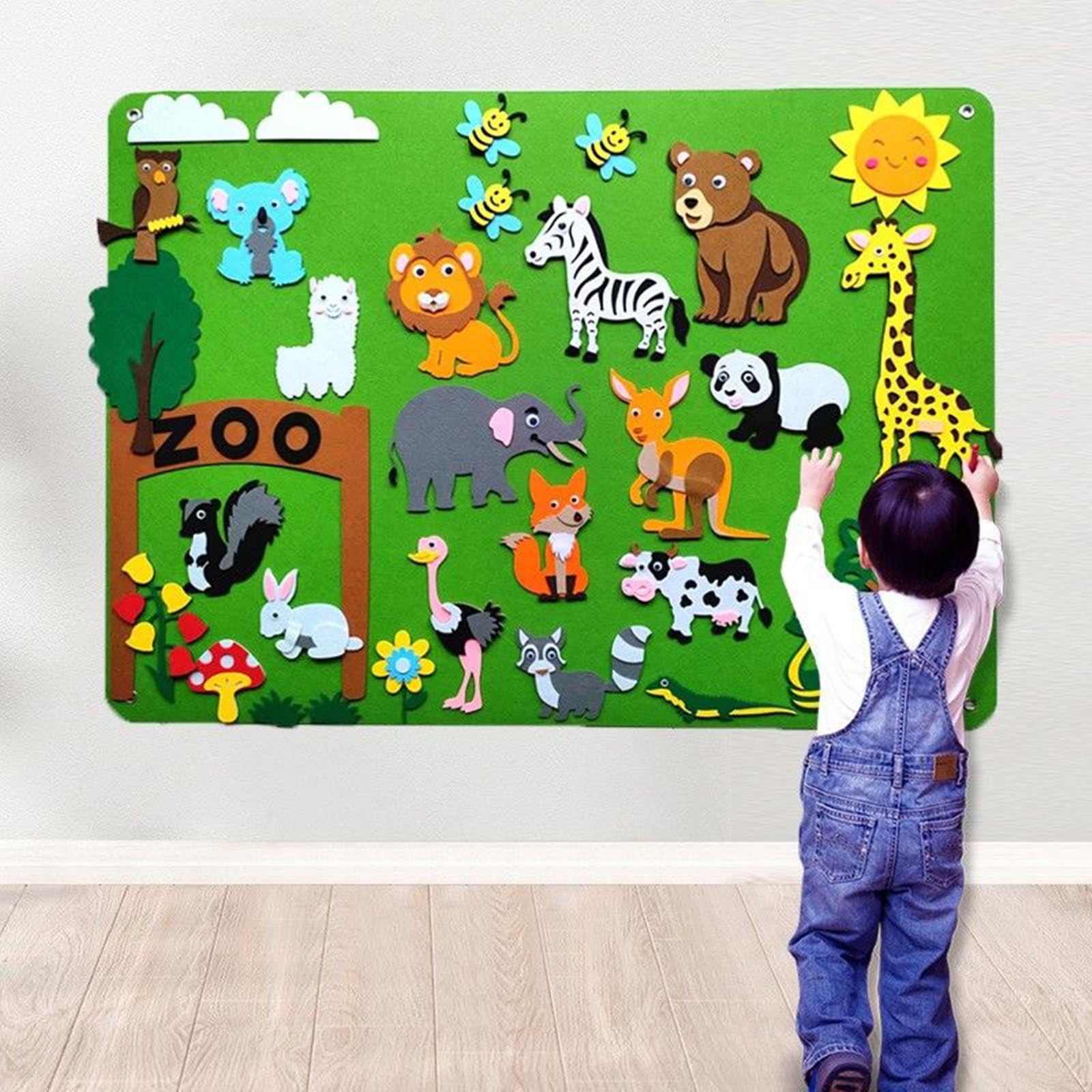 Zundo Kit de Tablero de Historias de Fieltro, Aprendizaje educación, narración de Cuentos（Animales）
