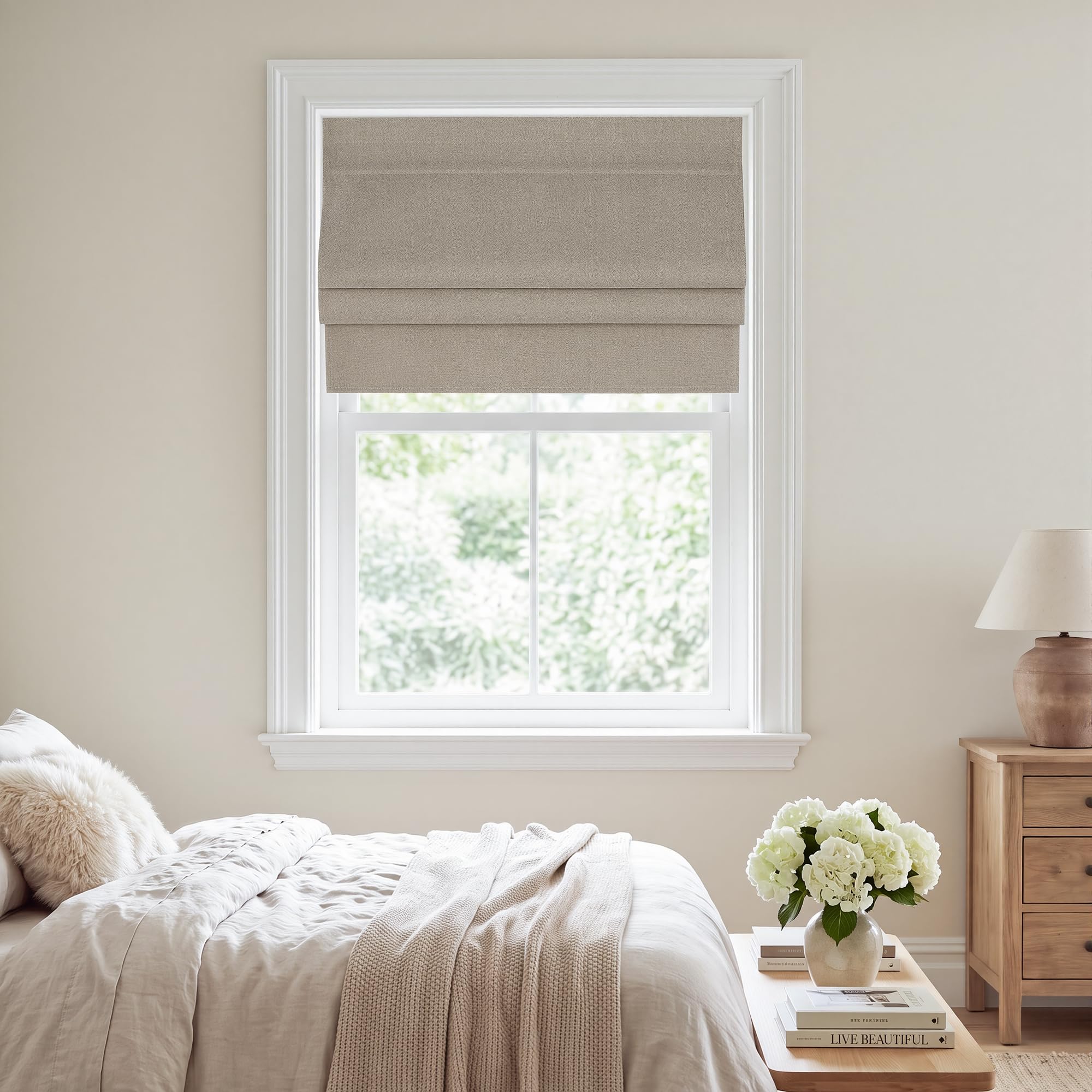 Cortinas cortas de lino PONY DANCE, persiana romana magnética 100% opaca de 80x140 cm