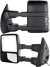 Towing Tow Mirrors Power Heated W/Smoke Signal Telescoping Folding Black Textured and Dual Glass for 03-07 Ford F250 F350 F450 F550 Super Duty Left&right Passenger&driver Side View Mirror Pair Set - coolthings.us