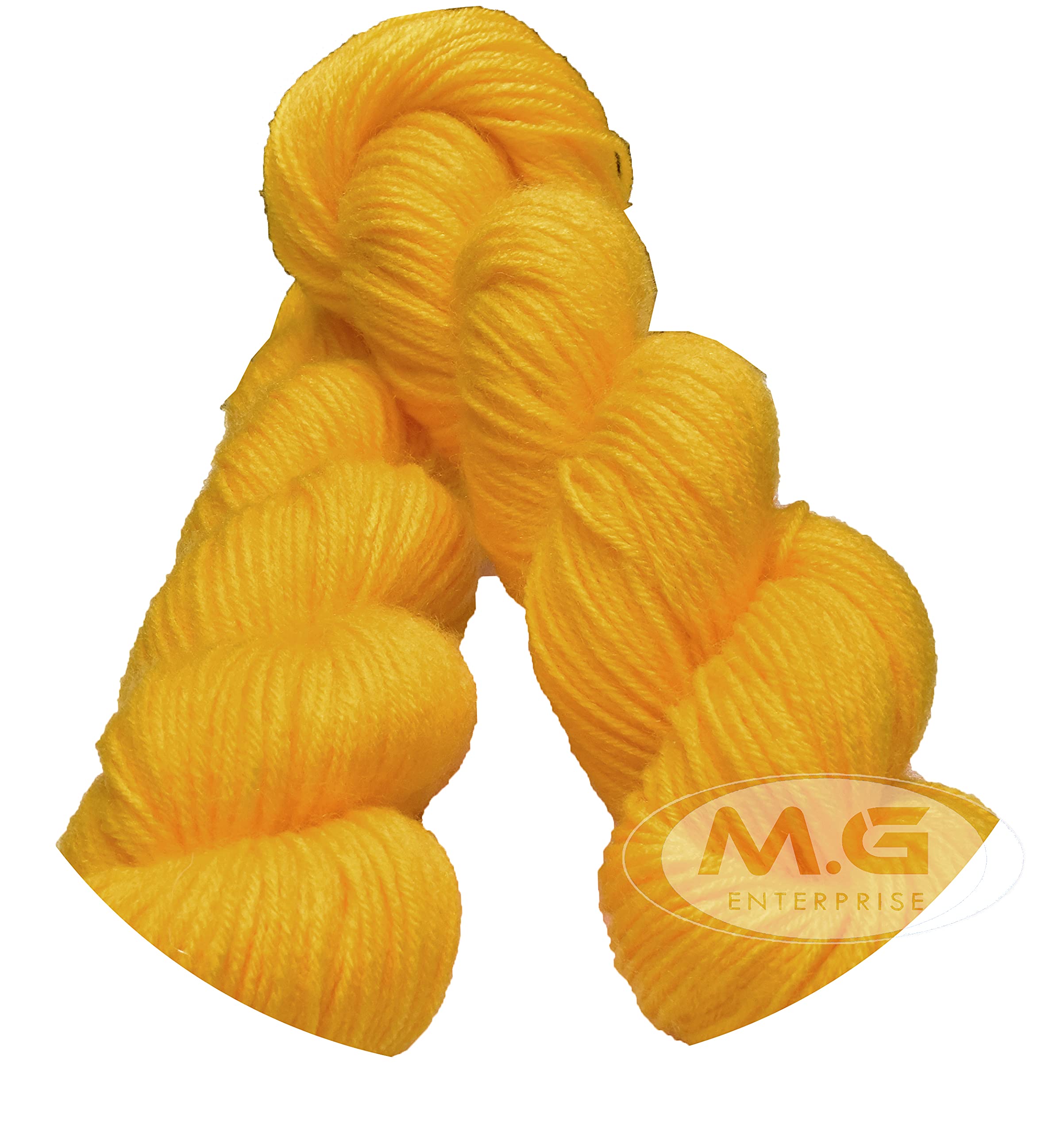 M.G ENTERPRISE Brilon Yellow 300 GMS Wool Hank Hand Knitting Wool/Art Craft Soft Fingering Crochet Hook Yarn, Needle Knitting Yarn Thread Dyed-EE Art-AGJ