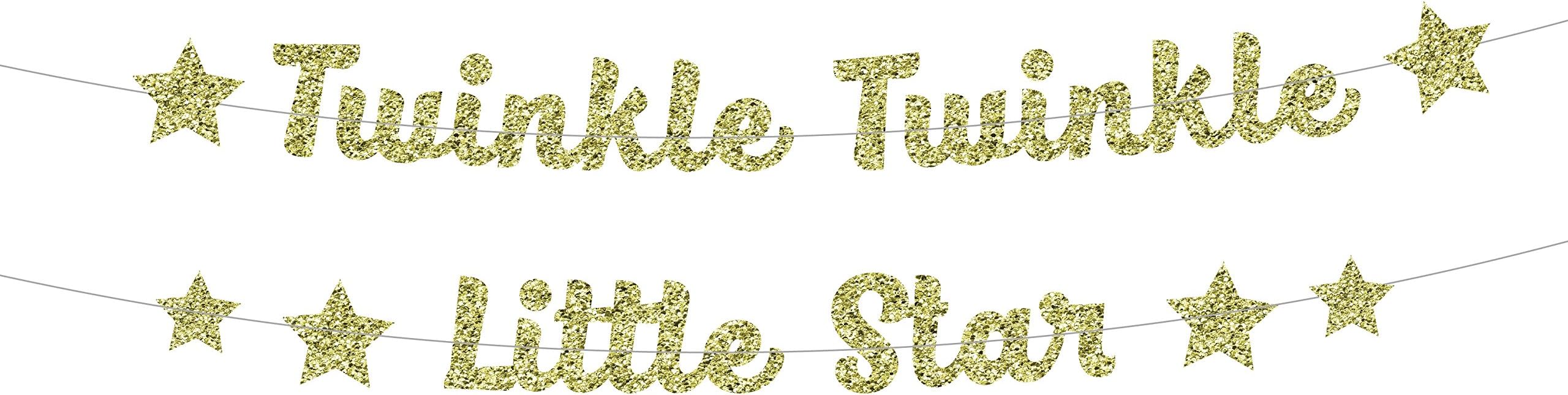 Twinkle Twinkle Little Star Banner in Gold Glitter for Baby Shower (DIY)