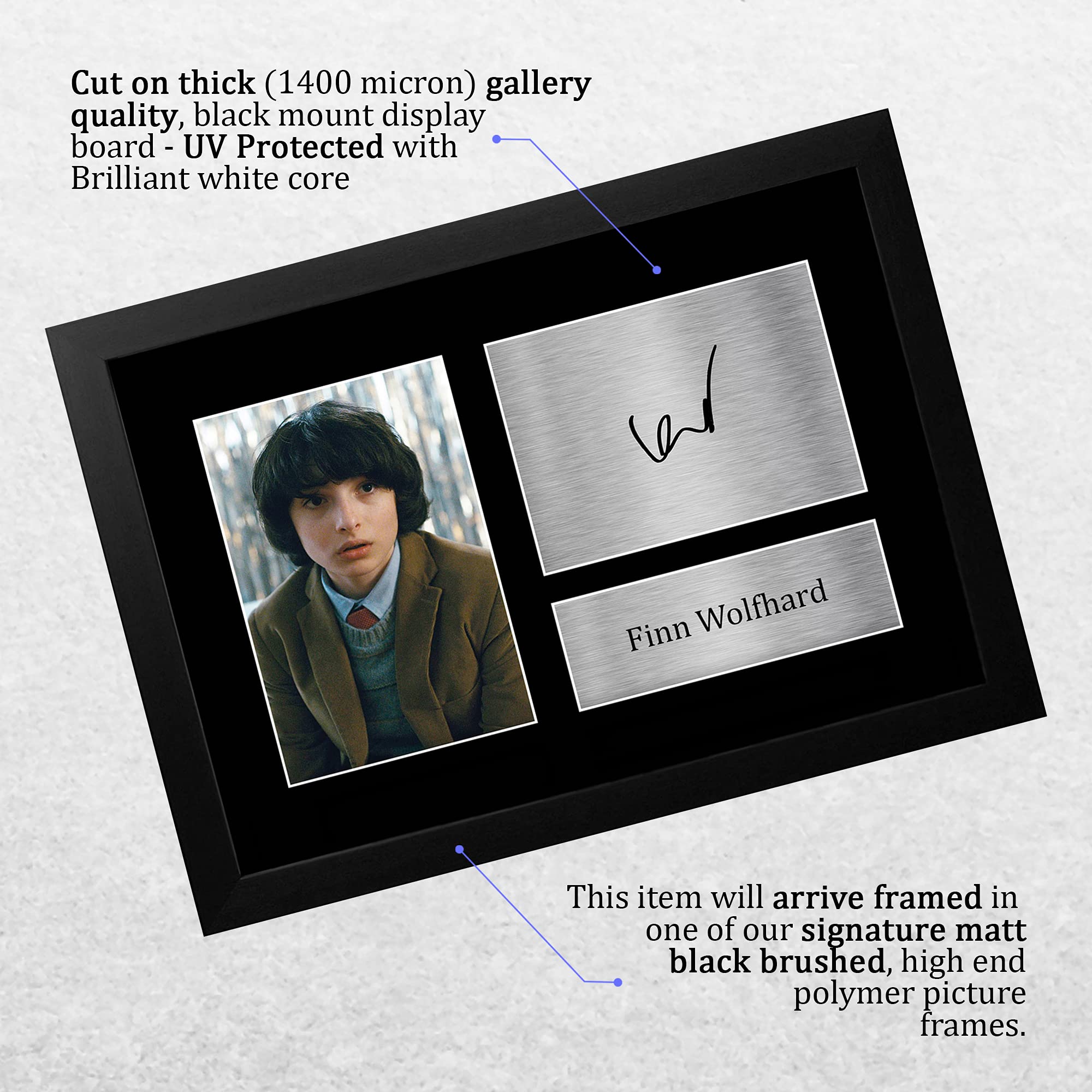 HWC Trading Finn Wolfhard Strange Hawkins Thing Mike Wheeler Gifts Printed Signed Autograph Picture for TV Show Fans - A4 Framed - Image 3