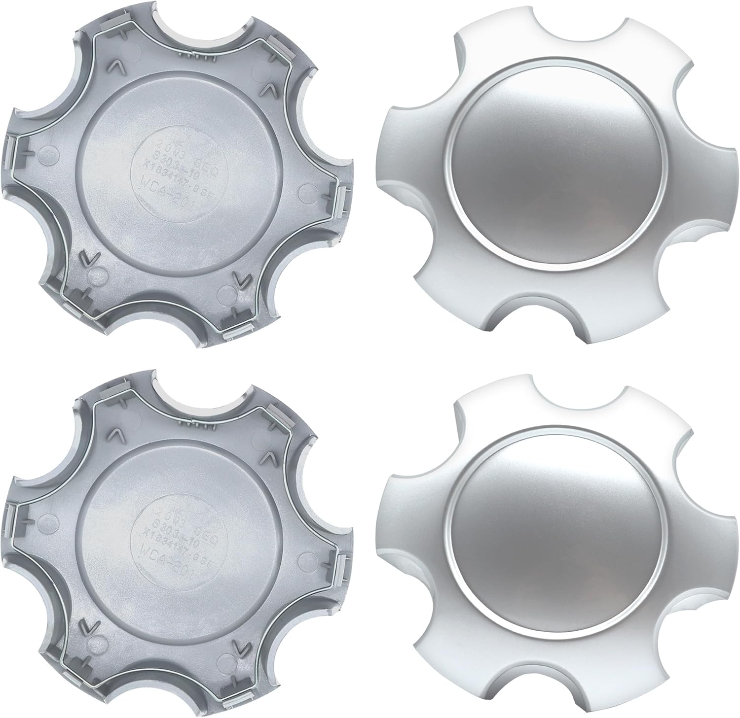 4 Wheel Center Hub Covers Fit for 6 Lug Tundra 17 Inch 5 Double Spoke Silver Wheels 2003-2006 for Sequoia 17 Inch 5 Double Spoke Silver Wheels 2003-2007 Replace 42603-AF030