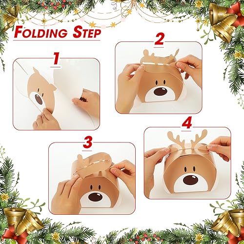Miniatura 3 de Cholemy 36 cajas de regalo de galletas de Navidad, cajas de regalo de cartón de alce 3D, cajas de regalo de fiesta, latas de galletas de caramelo