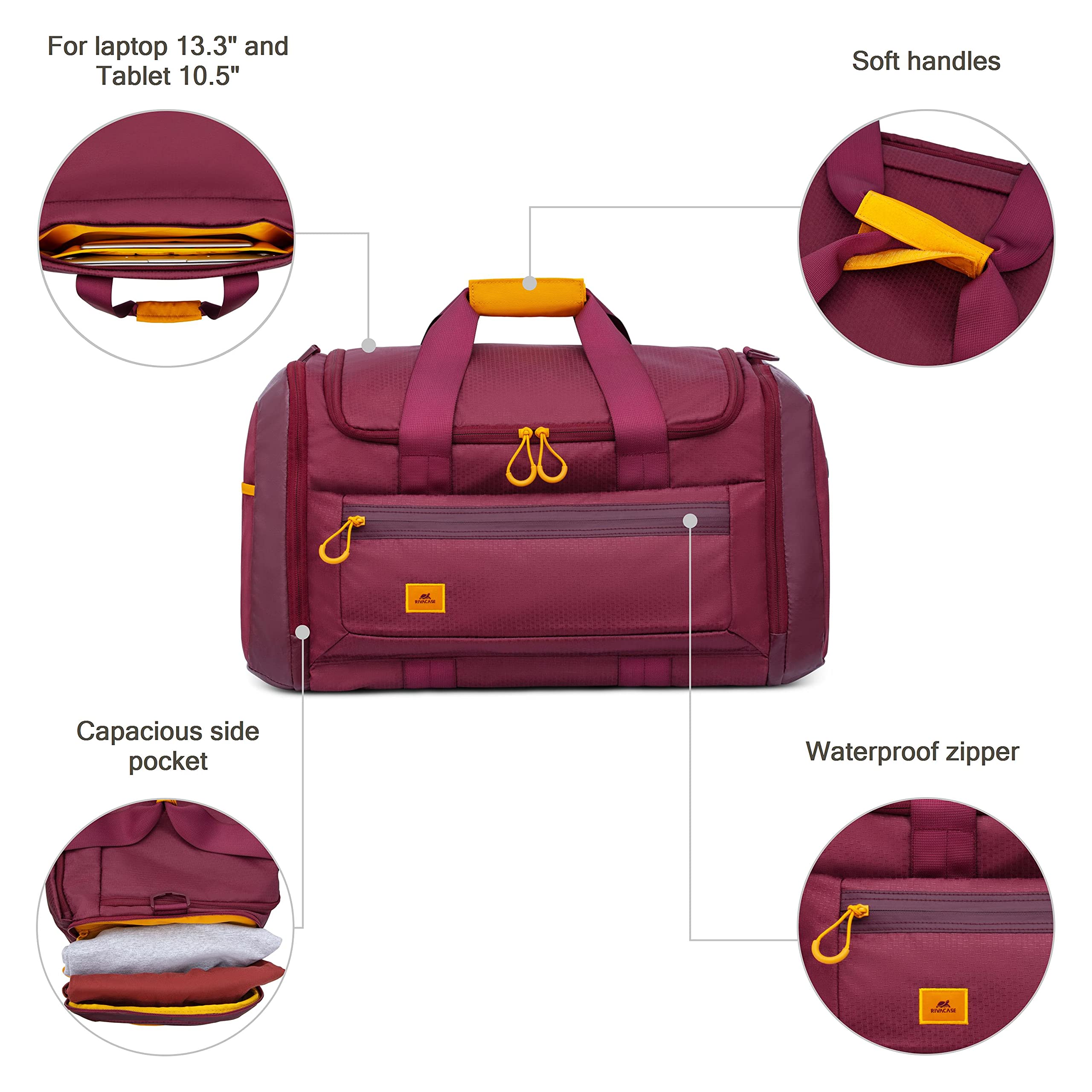 Rivacase Borsa sportiva con scomparto per scarpe – Duffelbag per uomo e donna in materiale impermeabile di alta qualità – Borsa a tracolla – Borsa da nuoto – Weekender – Borsa da palestra – 35 l