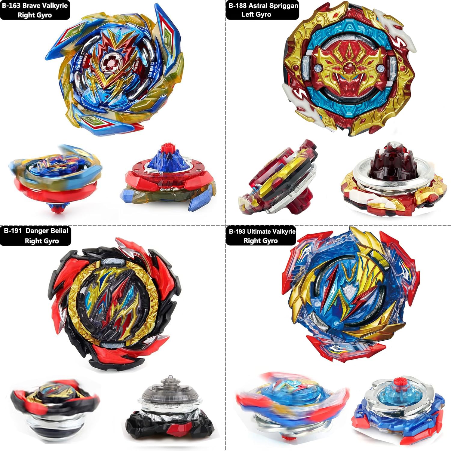 Burst Toupies Set, 4 Metal Fusion DB Layer Spinning avec 2 Lanceurs et 1 Poignée de Combat Jouet Set De Cadeau Jouet pour Filles et garçons