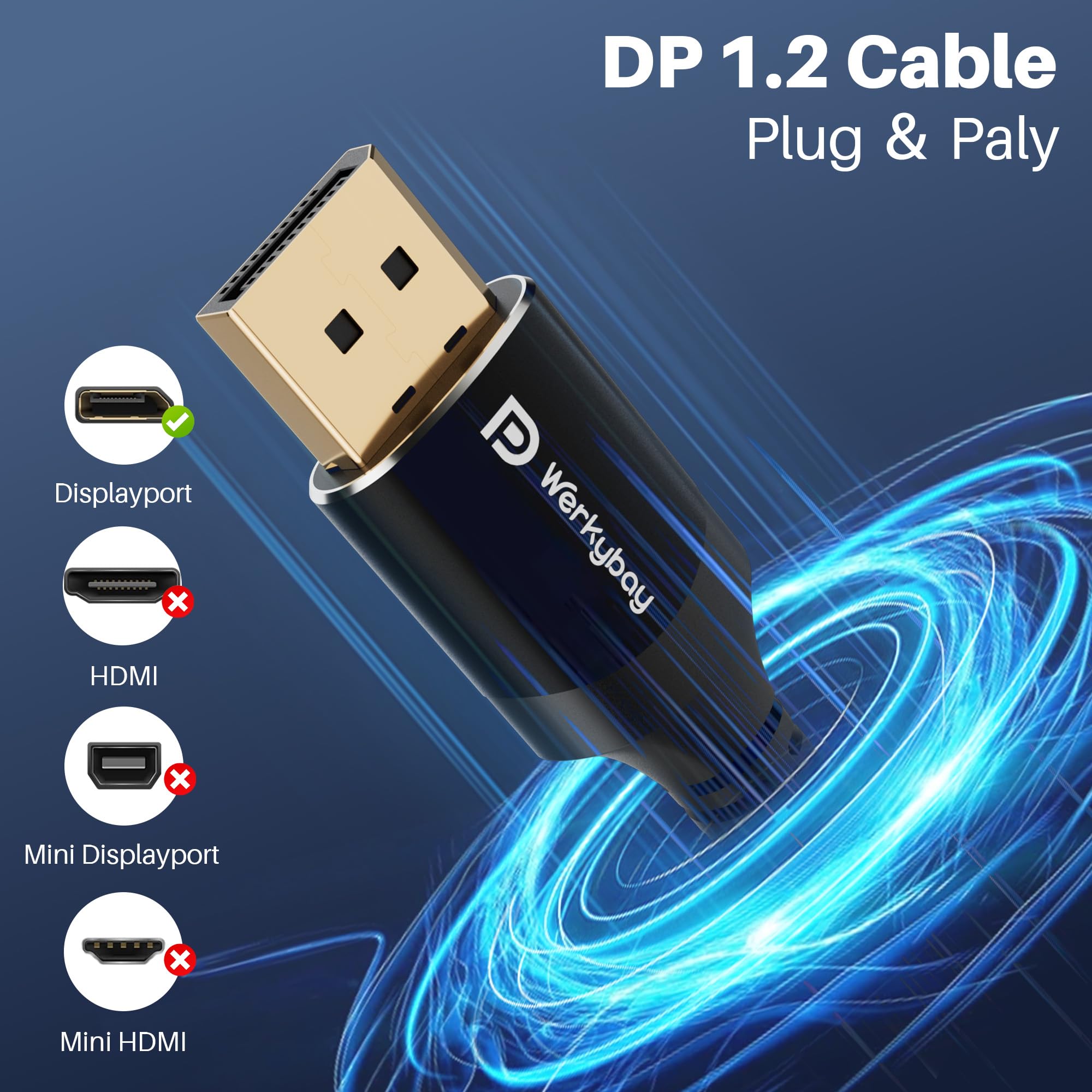 Câble DisplayPort 15 m 4K@60Hz VESA DP 1.2 mâle-mâle noir pour PC moniteur TV