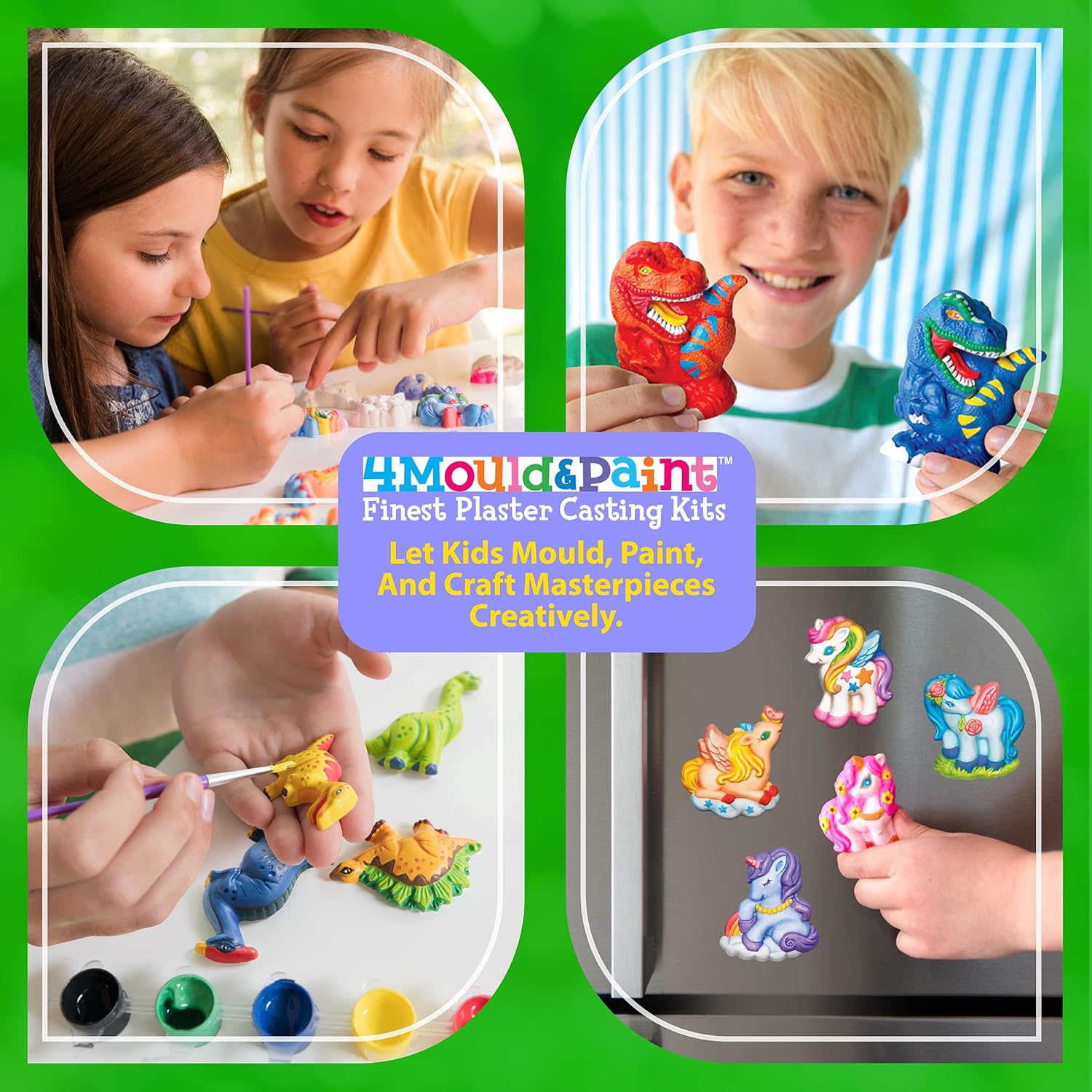 4M 3D Mould and Paint Dinosaurs Kit, 1 Set, Includes Plaster, Molds, Paint, and Brush for DIY Dinosaur Models