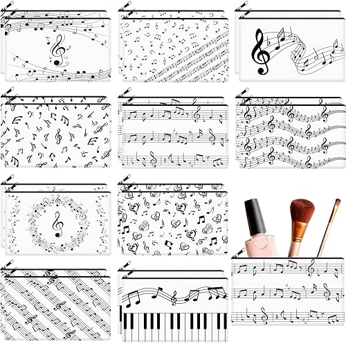 Reginary 20 Pieces Musical Note Makeup Bag for Women, Music