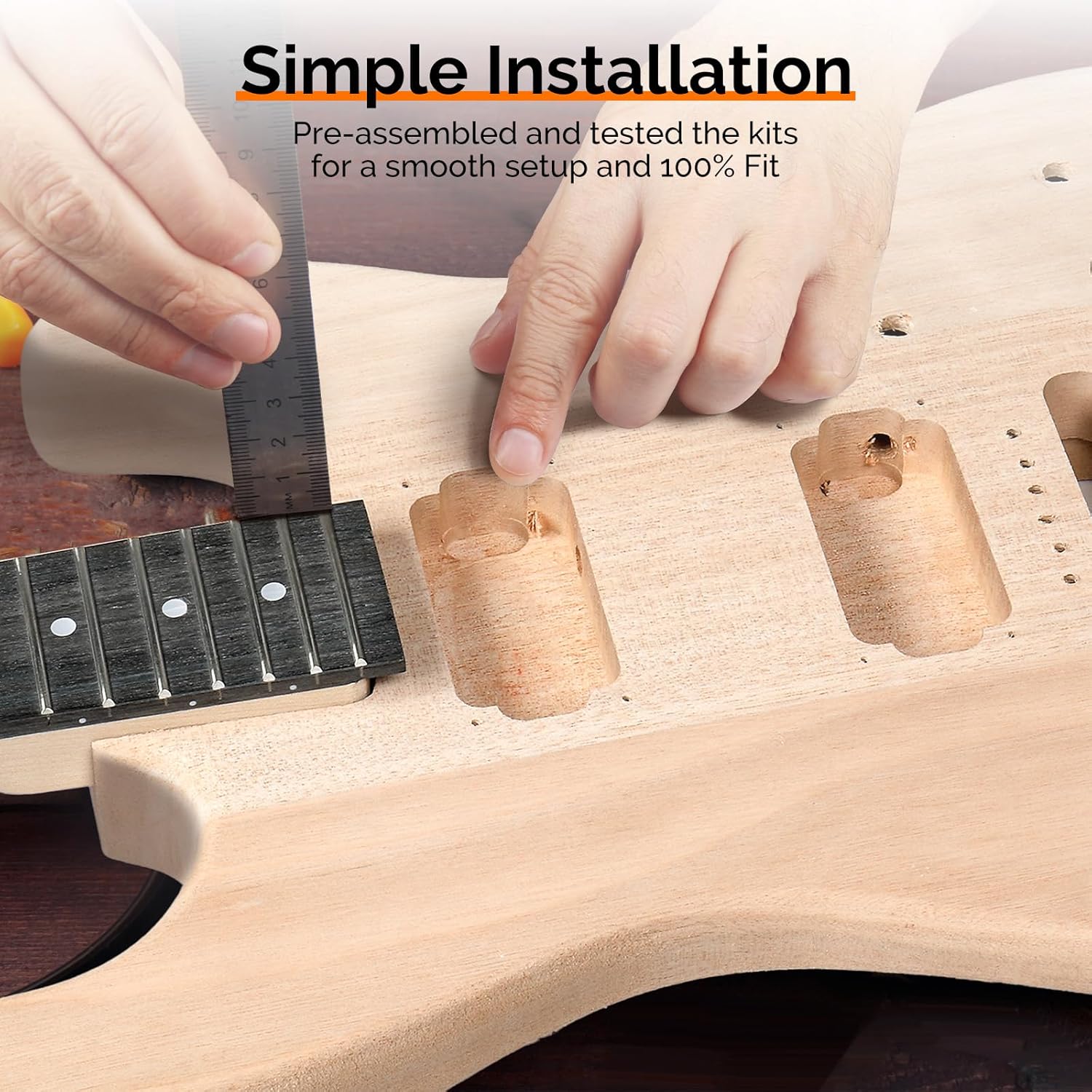 Glarry DIY Electric Guitar Kit, 6 Strings, Mahogany Wood Body, Maple Neck, Beginner, All Components Included, Build Your Own Guitar (GST)
