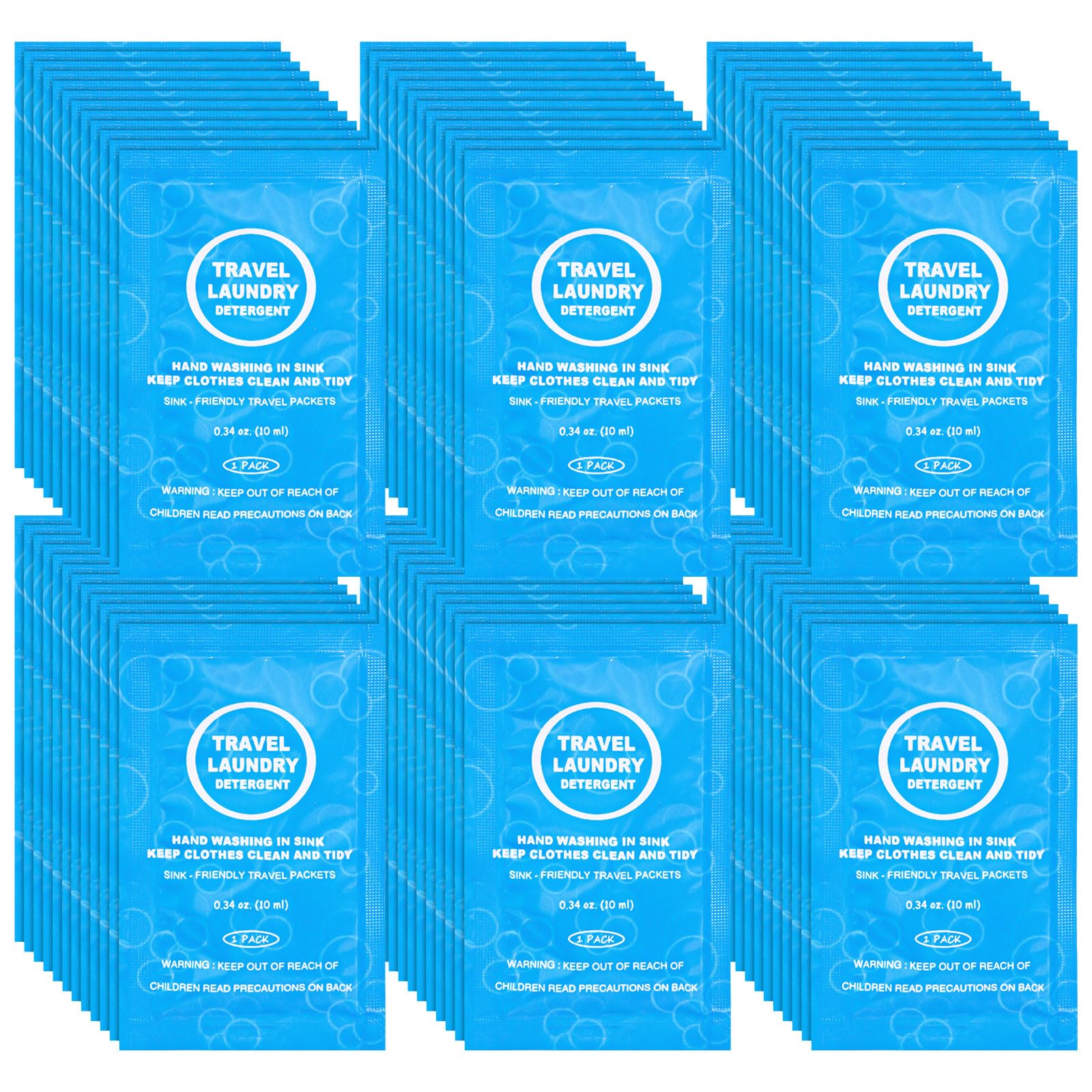 Individually Wrapped Laundry Detergent Bulk Travel Size, Cleaning Detergent Powder Sink Washing Liquid Soap Amenities for All Fabrics in Hotel Guests/Vacation/Homeless/Travel 10 ml (60 Pack)