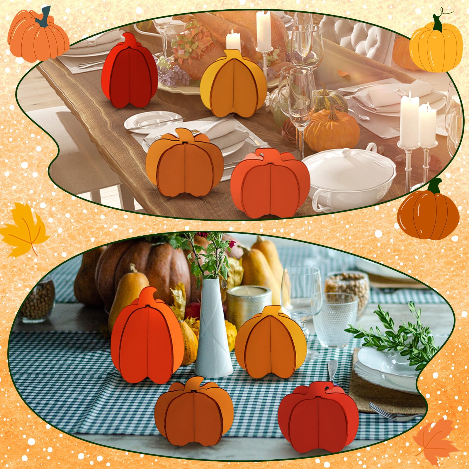 Amazon.com: Blosssound 48 Pcs Fall Craft Set 36 Wood Pumpkin for