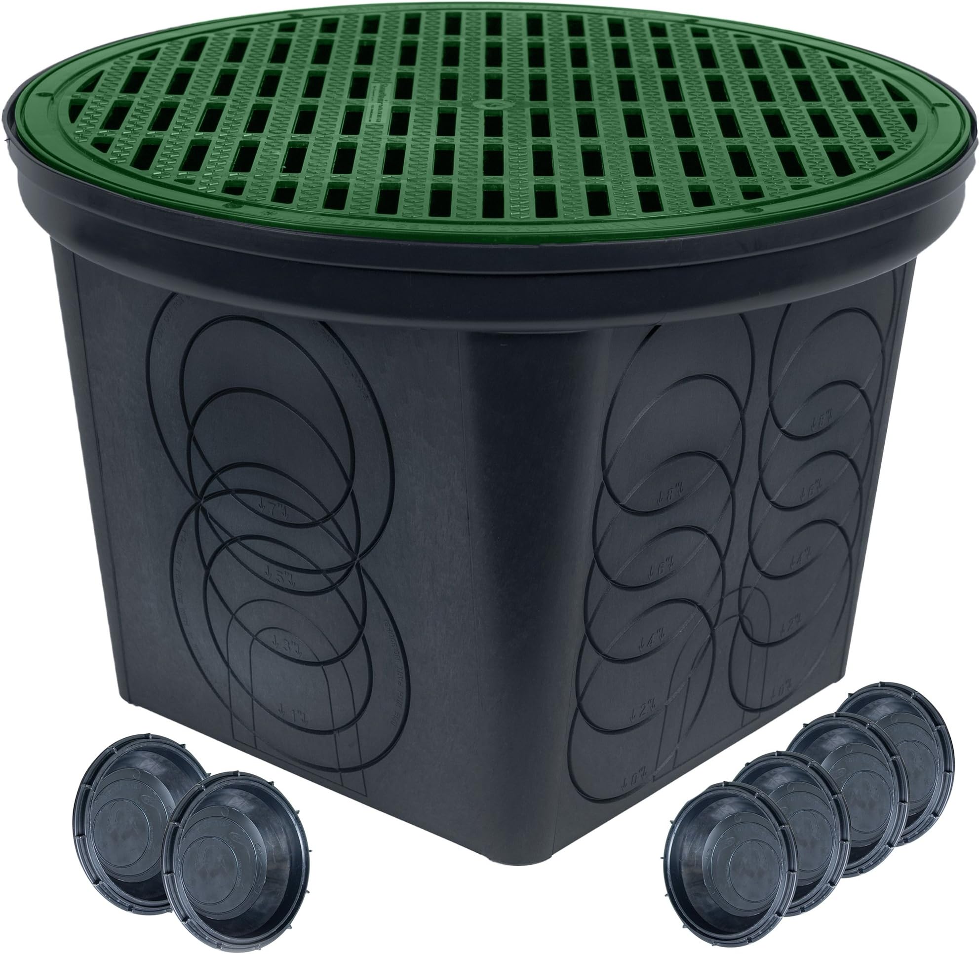 StormDrain FSD-3017-20BKIT-6-GRN 20-in. Large Round Catch Basin with Green Grate Kit