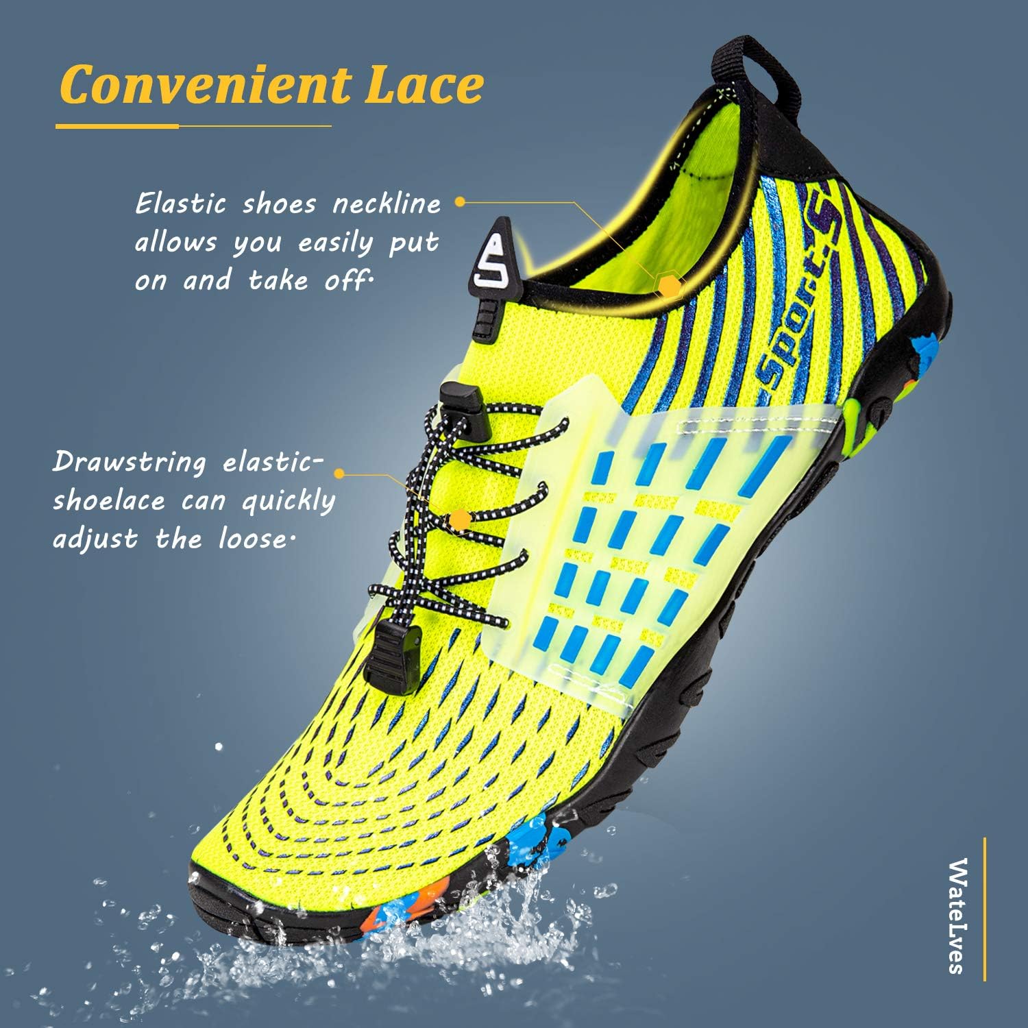 WateLves Water Shoes Mens Womens Beach Swim Shoes Quick-Dry Aqua Socks Pool Shoes for Surf Yoga Water Aerobics - Image 6