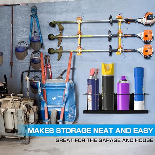 Miniatura 5 de Soporte para latas de aerosol, organizador de 4 latas, soporte de acero resistente montado en la pared para garaje y espacio de trabajo, paquete de 3