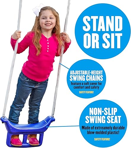 Miniatura 6 de Free N' Swing Plus con tobogán acuático de 5 pies y lona de tierra, juego de columpio de metal para 7 usuarios5 estaciones. 168 pulgadas de largo x