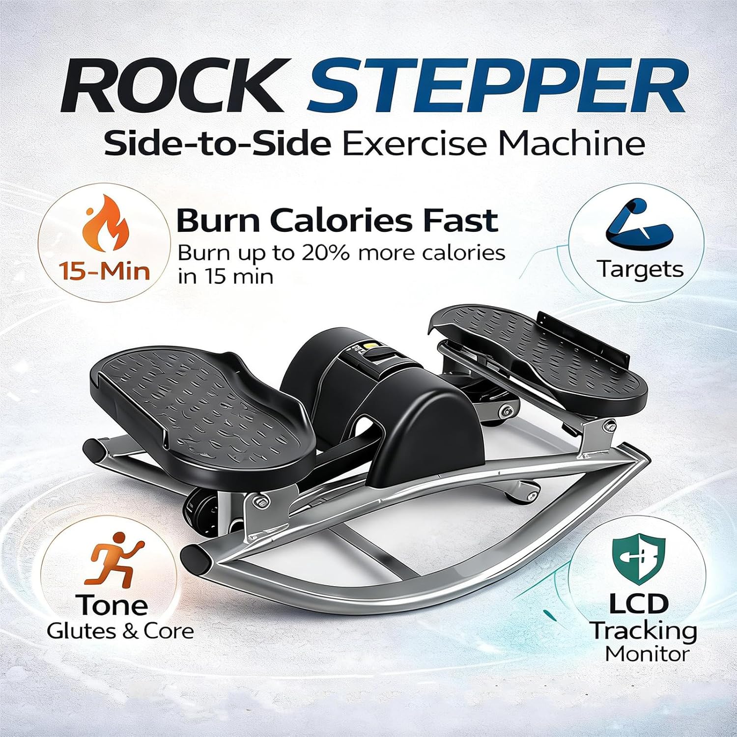 Lhanel Rock Stepper, Lhanel Stepper, Side-to-Side Exercise Machine,Burn Fat Faster in 15 Minutes, with Digital Display & Anti-Slip Mat
