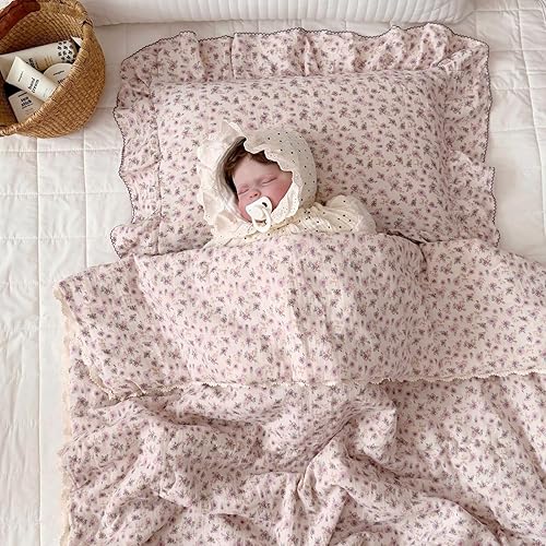 Vista 118 de BuLuTu Funda de almohada de muselina de algodón para niños pequeños, tamaño estándar, estampado de flores de Galsang, suave funda de almohada