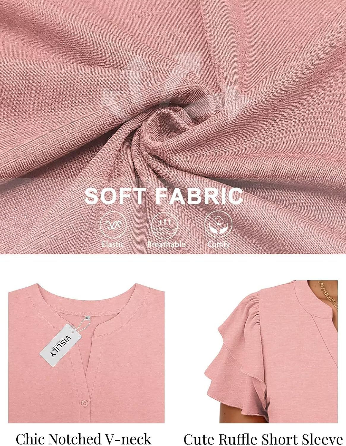 Plus Size Shirt Trendy Ruffle Short Sleeve Tops Dressy V Neck Blouses Fashion Elegant Button Up Women's Tunics 5XL Coral - Image 4