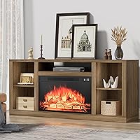 Vista 3 de YESHOMY Electric Fireplace TV Stand for Televisions up to 65+ Inch, Media Entertainment Center Console Table with Four Open Storage Shelves &