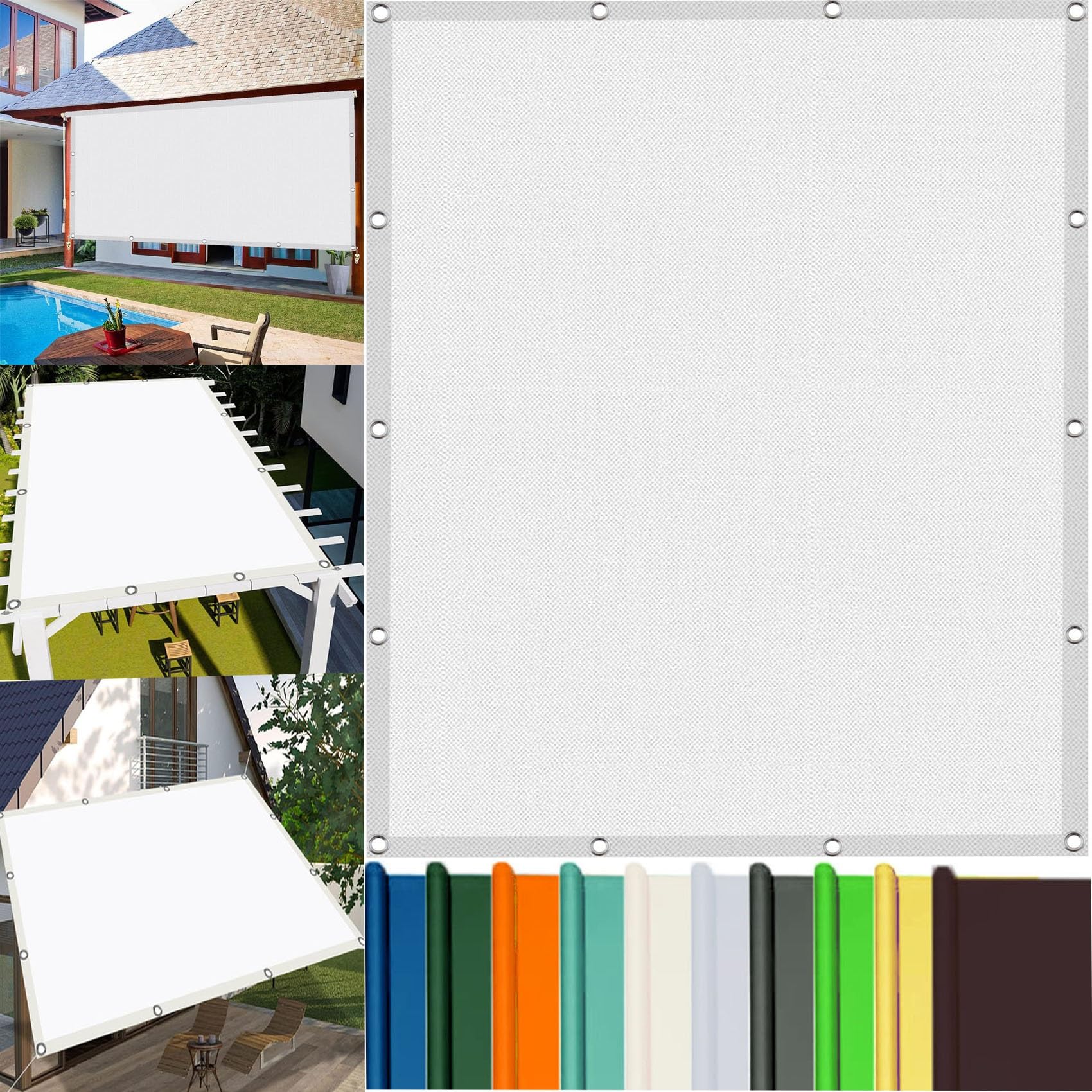 Voile d'ombrage rectangulaire imperméable et anti-UV pour terrasse