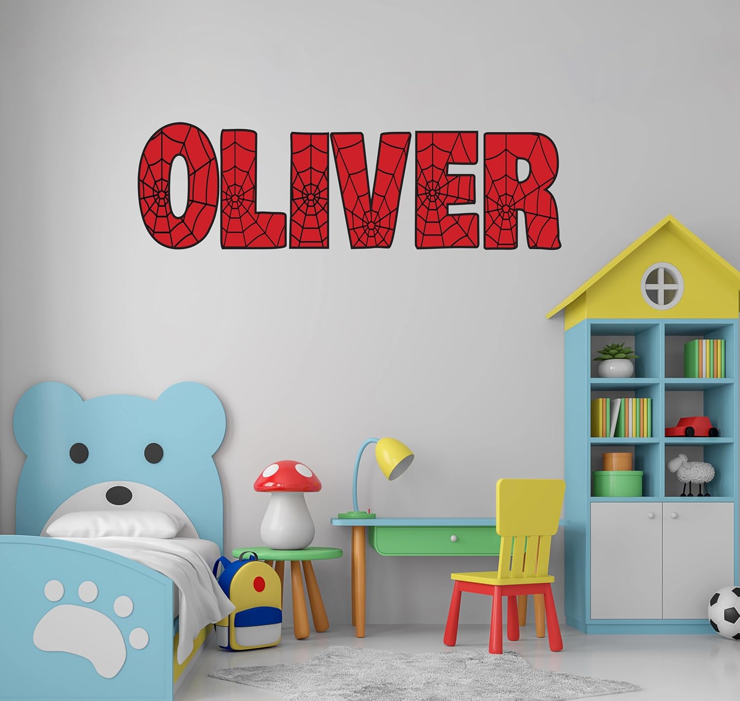 Personalized Spider Name Wall Decal - Custom Superhero Theme Sticker for Kids Bedroom & Nursery Peel & Stick - Removable Vinyl Wall Art Superhero Decals - Spider Sticker (Wide 10"x3" Height) - Image 2