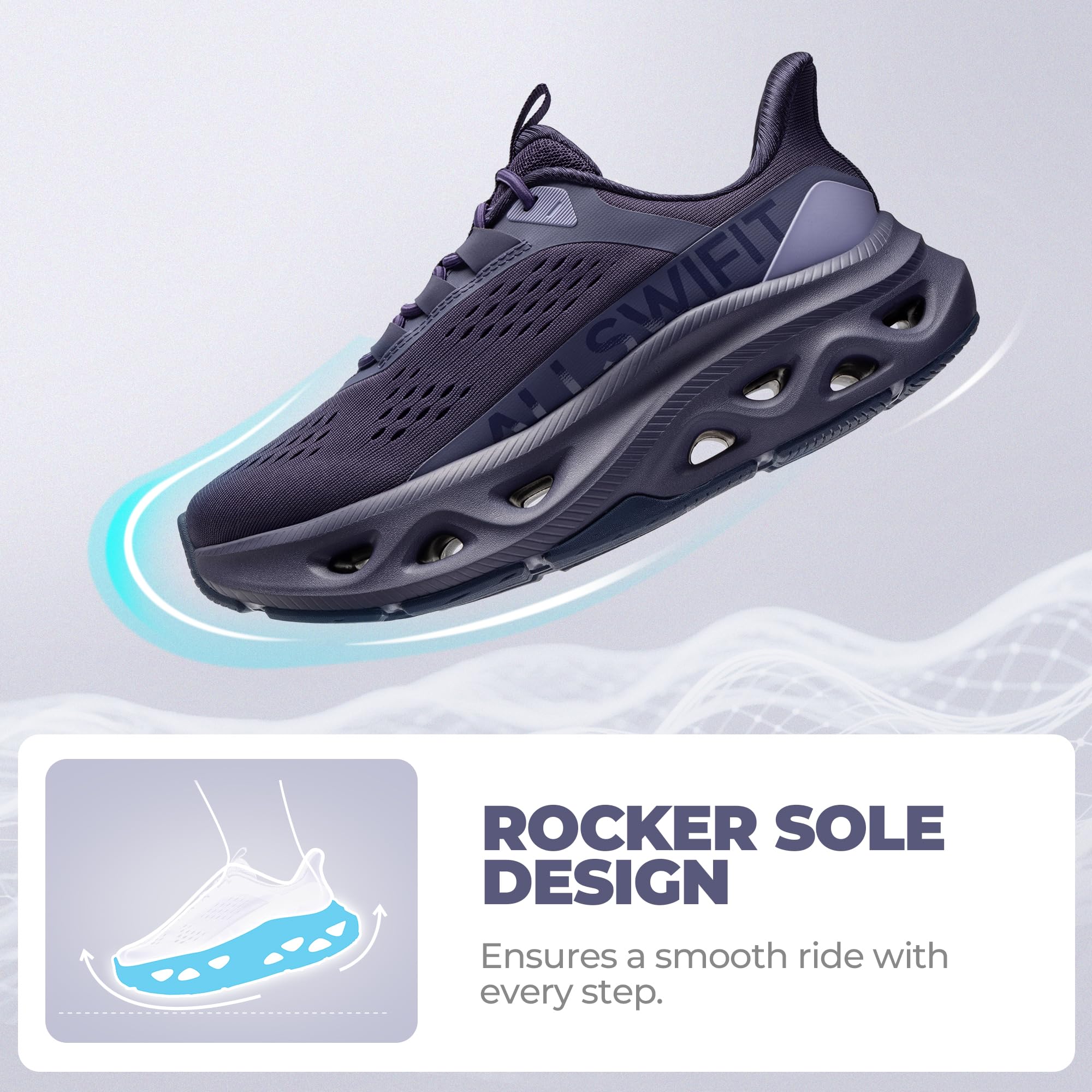 ALLSWIFIT Zapatillas de senderismo para mujer, sin cordones, con manos libres, antideslizantes, cómodas, para entrenamiento, gimnasio, atletismo, casual, transpirables, para correr, tenis MoveSlide