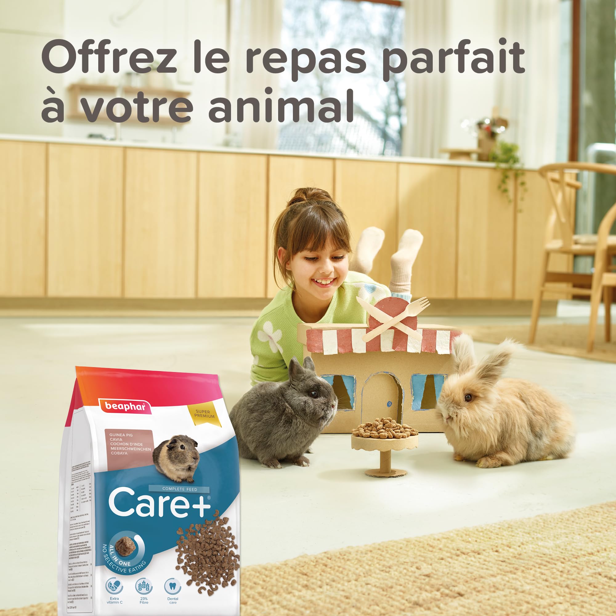 BEAPHAR – Care+ – Alimentation Super Premium extrudée pour Cochon d'Inde – Contient de la Vitamine C et 21% de Fibres – sans sucres ajoutés – 1.5kg,Lot de 1