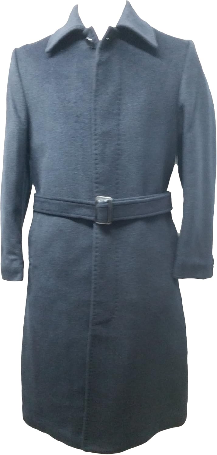 Boy's Wool Coat Full Length Belted (5, Navy Blue)