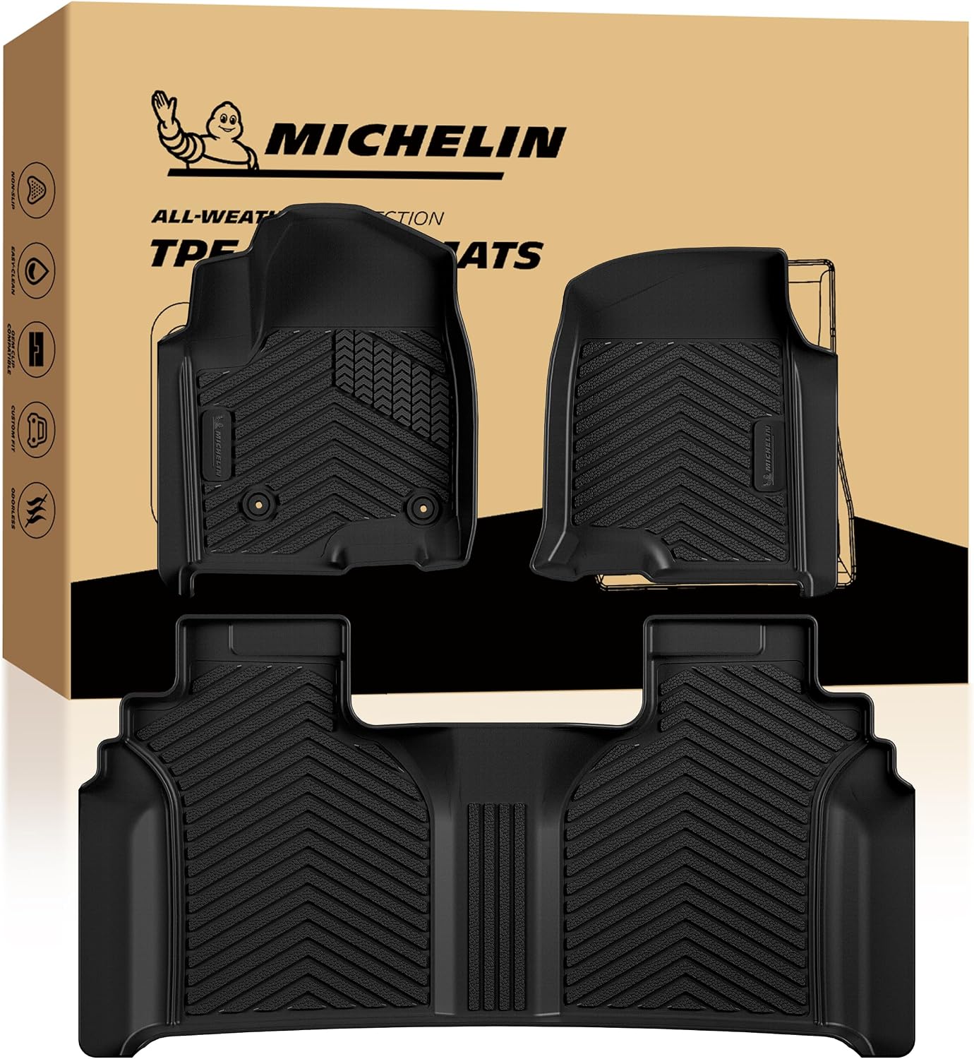 MICHELIN All-Weather TPE Custom Fit Floor Liner for Silverado/Sierra Crew Cab (2019–2026)