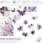 1024 Piece Jigsaw Puzzle for Adults Purple Butterflies & Flowers | Hard Difficult Challenging Large Puzzle, Gift for Adult Puzzle Lovers