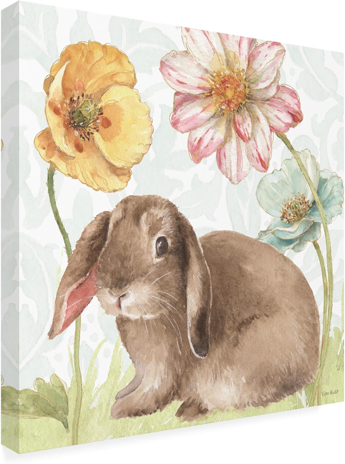 Wrapped Canvas Wall Art - Lisa Audit 'Spring Softies Bunnies III' Wall Art for Living Room, Bedroom, or Office Décor - 18x18