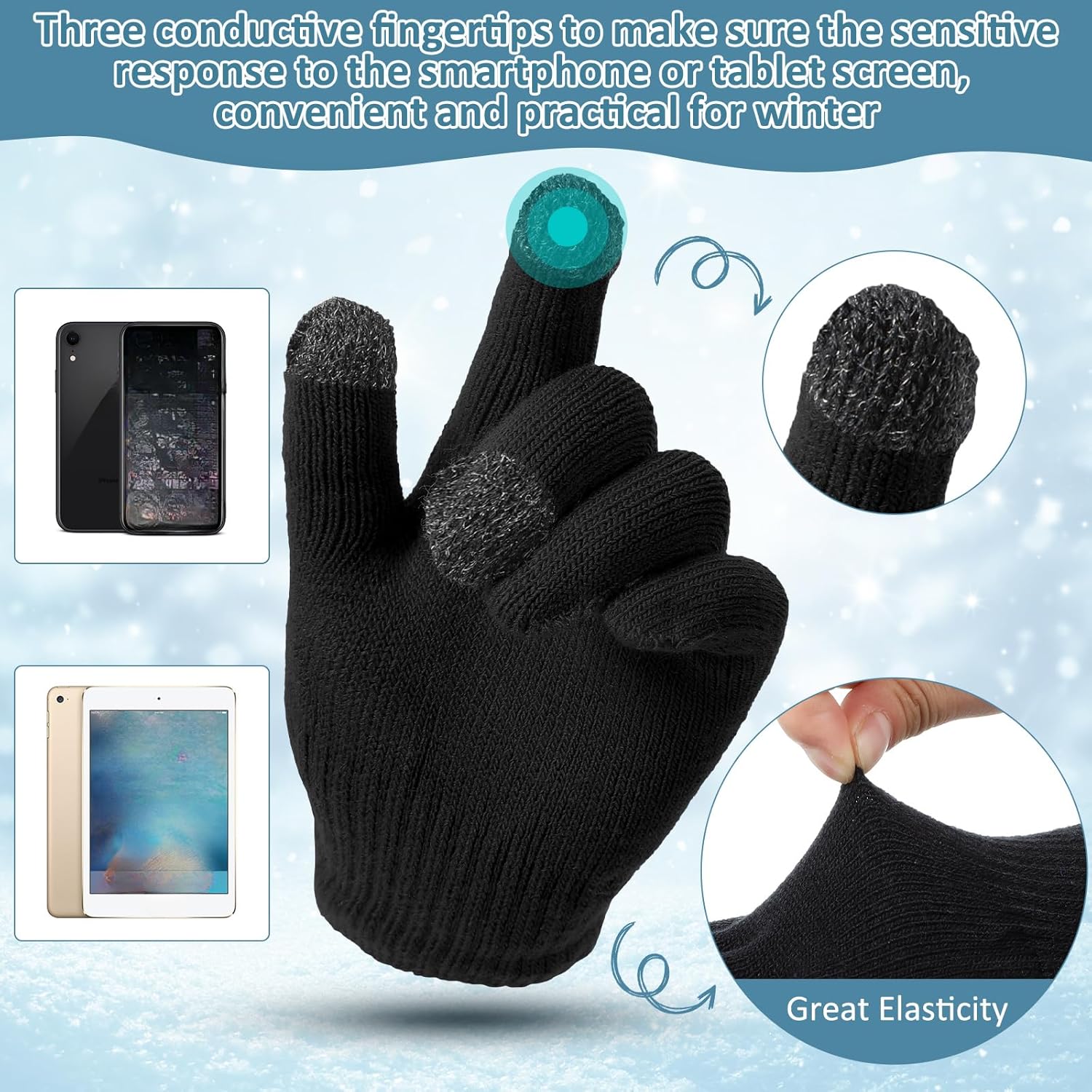 SATINIOR 56 Pcs Bulk Winter Beanie Hat Gloves Sets for Homeless Men Women Touchscreen Gloves Knit Cuffed Skull Cap Care Adult - Image 4