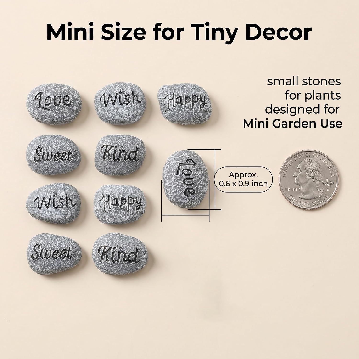 Inspirational Stone Set 10Pcs Engraved Pebbles Garden Decor