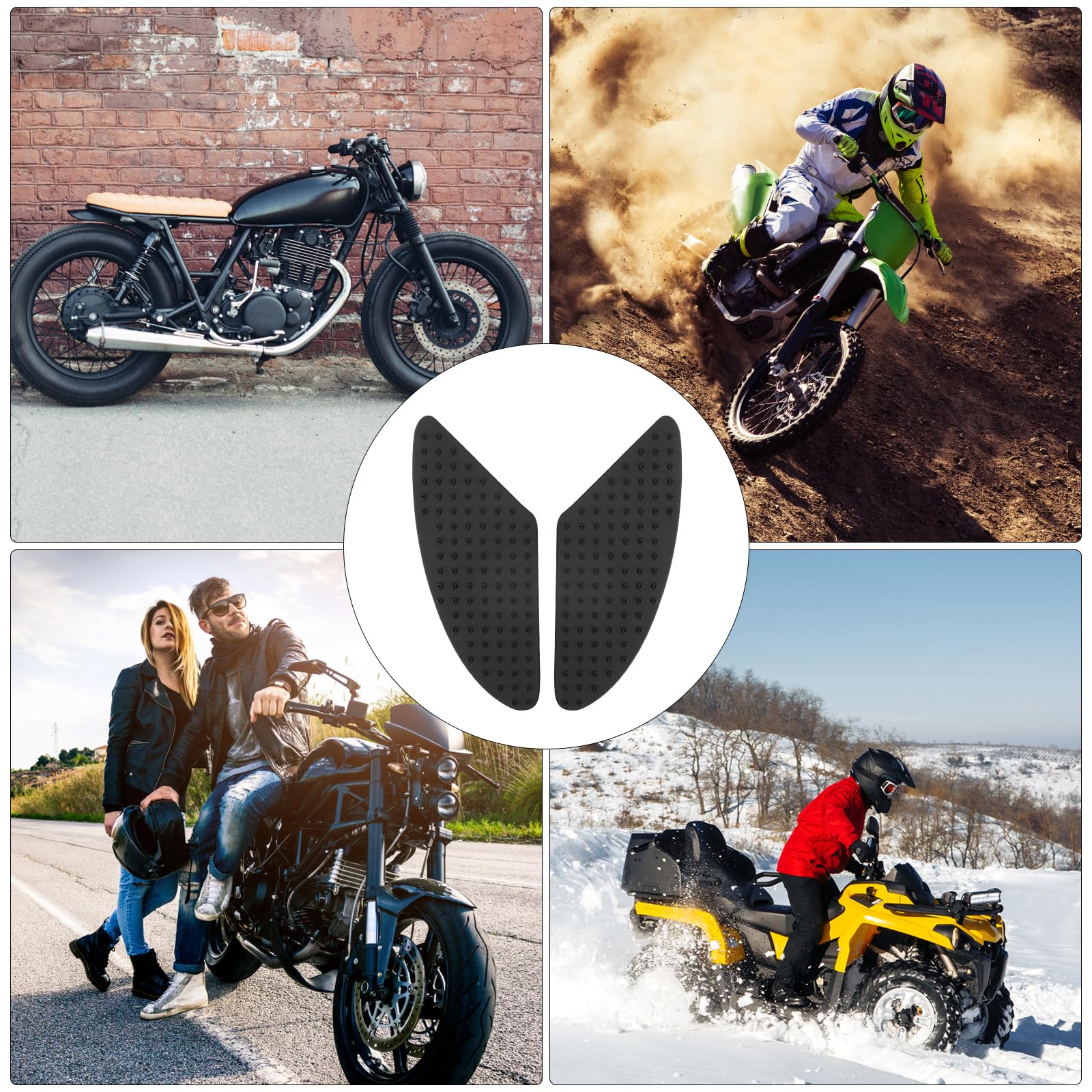 2 sztuki naklejek na bak motocyklowy, uniwersalne, antypoślizgowe gumowe naklejki 3D, ochraniacze na bak, naklejki ochronne na kolana motocyklowe, antypoślizgowe, gumowe naklejki (czarne)