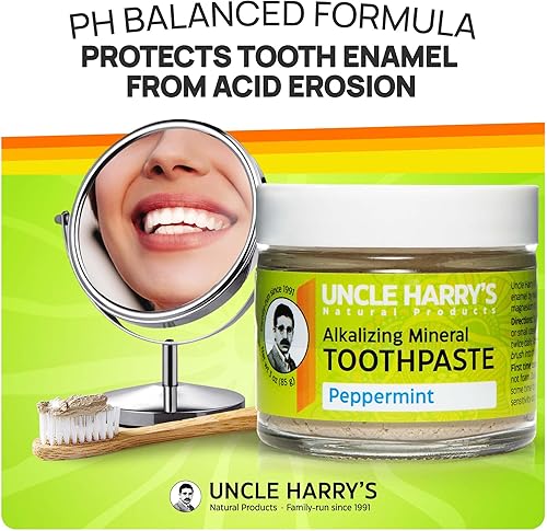 Miniatura 2 de Uncle Harrys Pasta de dientes Remineralizante de Menta  Pasta de dientes blanqueadora natural refresca el aliento y promueve el esmalte  Pasta de